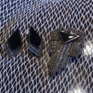 Elegant Black and Silver Earrings